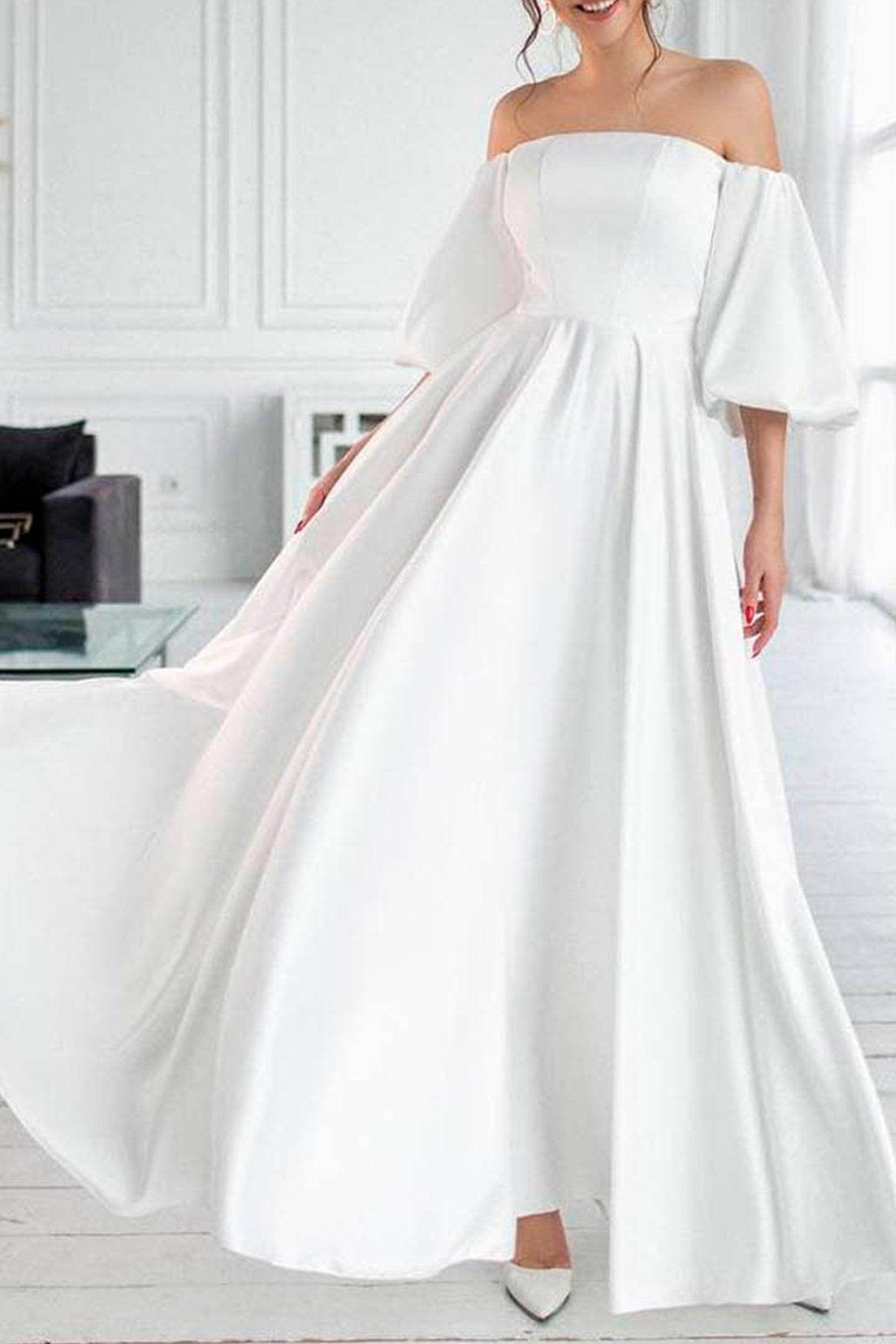 A-Line Tea Length Satin Dress CG0165 - COCOMELODY